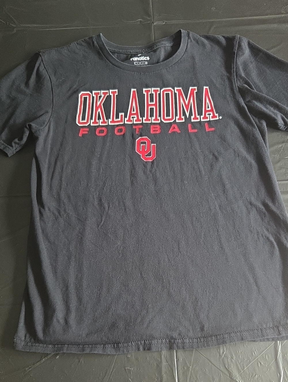 Fanatics Black Oklahoma Football Tee with Crimson Accents